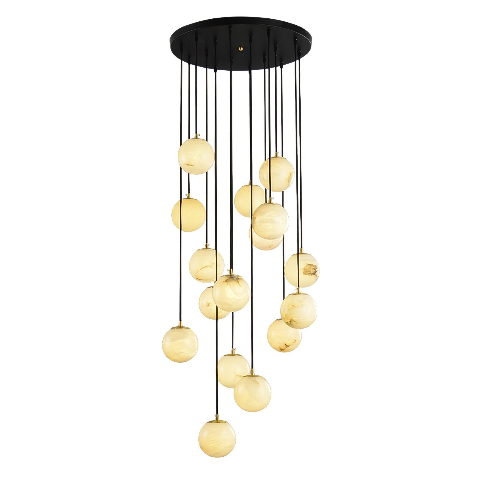 Elegant Alabaster Balls Cluster Chandelier with LED Glow