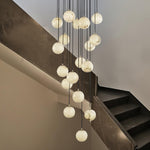 Elegant Alabaster Balls Cluster Chandelier with LED Glow