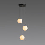 Elegant Alabaster Balls Cluster Chandelier with LED Glow