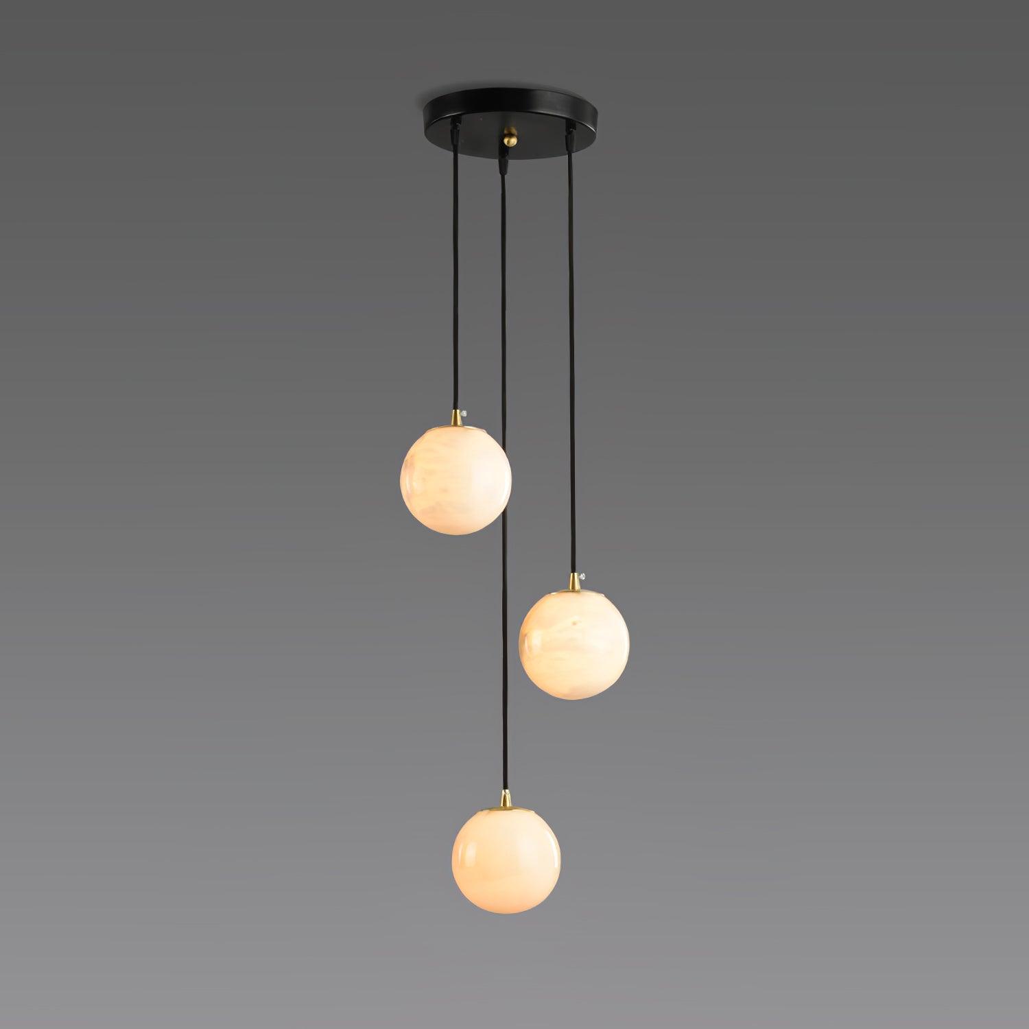 Elegant Alabaster Balls Cluster Chandelier with LED Glow