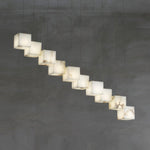 Gold White Alabaster Box Pendant Light – Geometric Ceiling Fixture
