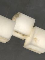 Gold White Alabaster Box Pendant Light – Geometric Ceiling Fixture