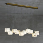 Gold White Alabaster Box Pendant Light – Geometric Ceiling Fixture