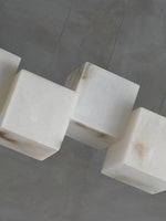 Gold White Alabaster Box Pendant Light – Geometric Ceiling Fixture