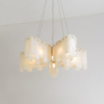 Alabaster Cascade Tiered Chandelier – Luxury Brass & White Ceiling Light