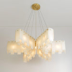 Alabaster Cascade Tiered Chandelier – Luxury Brass & White Ceiling Light