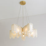 Alabaster Cascade Tiered Chandelier – Luxury Brass & White Ceiling Light