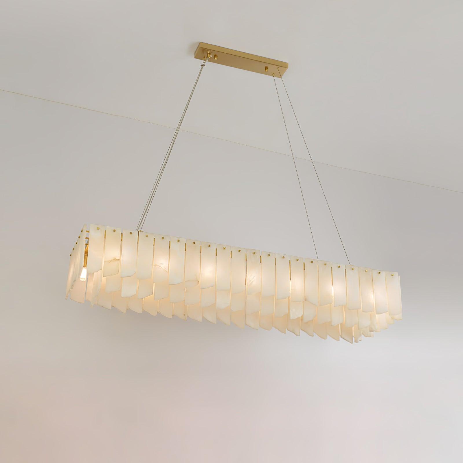 Alabaster Cascade Tiered Chandelier – Luxury Brass & White Ceiling Light