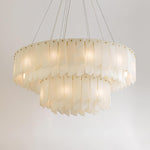 Alabaster Cascade Tiered Chandelier – Luxury Brass & White Ceiling Light