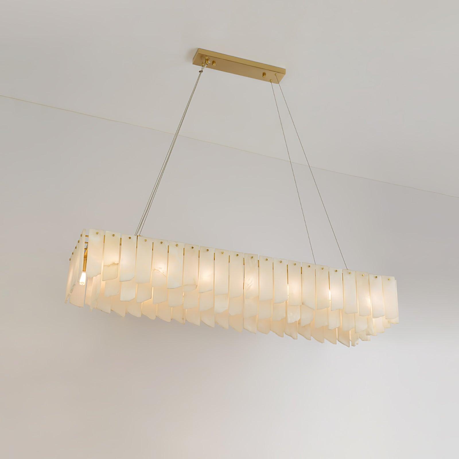 Alabaster Cascade Tiered Chandelier – Luxury Brass & White Ceiling Light
