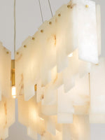 Alabaster Cascade Tiered Chandelier – Luxury Brass & White Ceiling Light