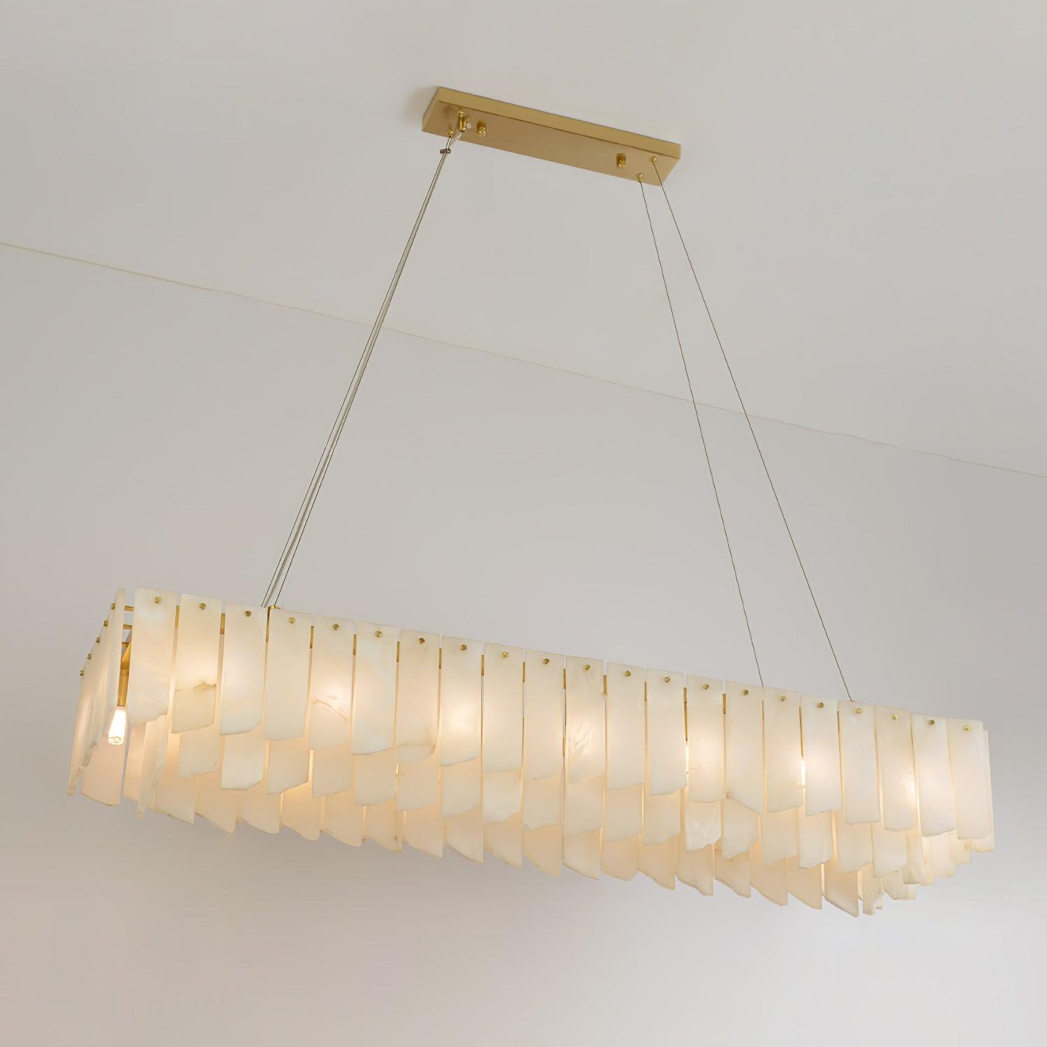 Alabaster Cascade Tiered Chandelier – Luxury Brass & White Ceiling Light
