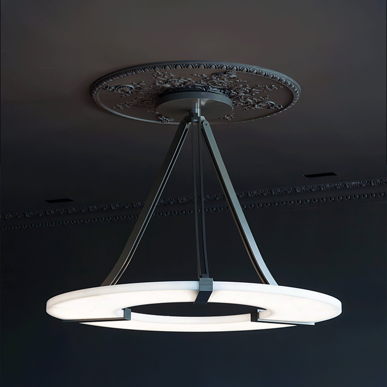 Alabaster Halo Pendant Light – Black & White LED Chandelier
