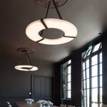 Alabaster Halo Pendant Light – Black & White LED Chandelier