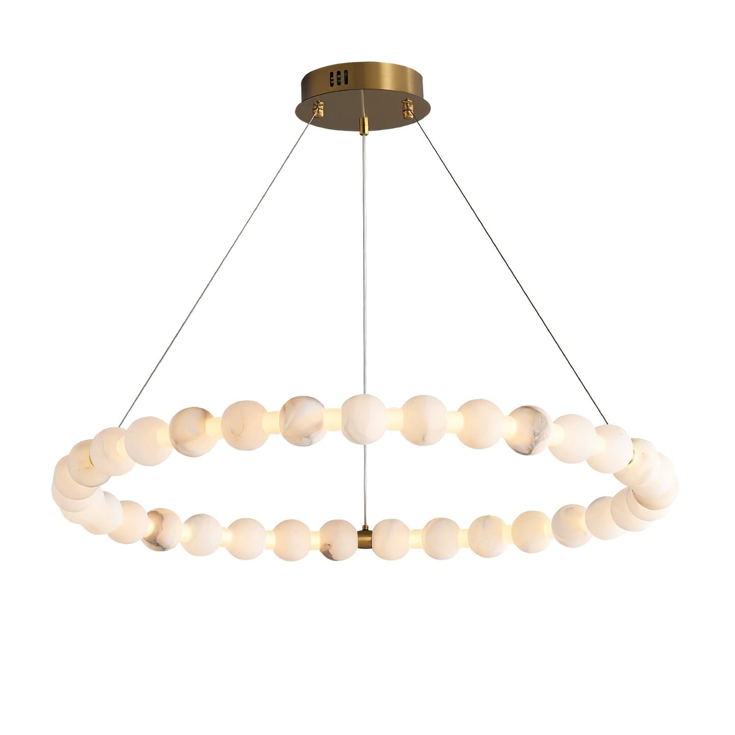 Vakkerlight Alabaster Orb Ring Chandelier – Gold White, 23.6"‑39.4" Diameters