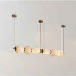 Handcrafted Alabaster Pebble Linear Chandelier – Gold & White LED