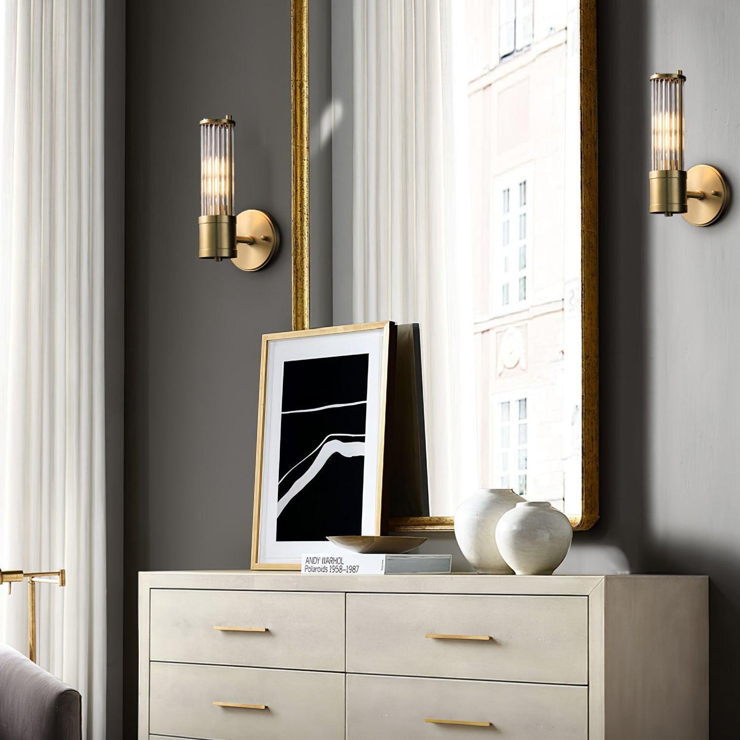 Celeste Brass Cylinder Wall Light – Mid Century Modern Sconce
