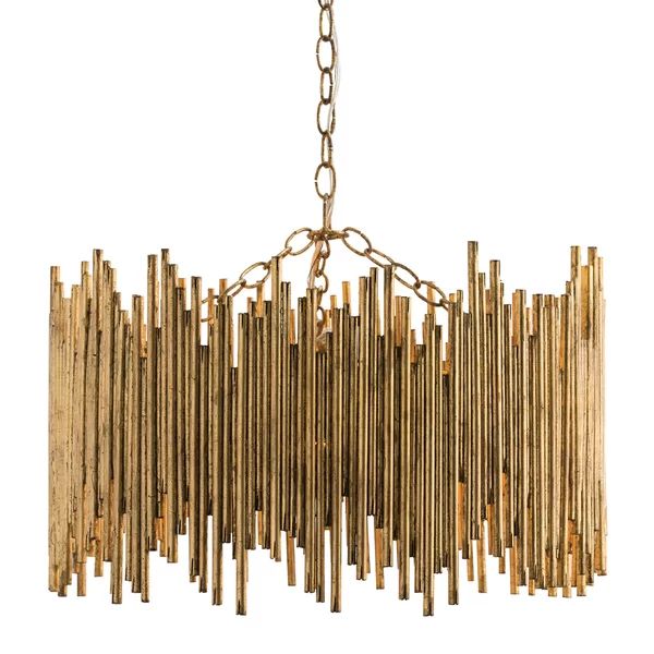 Althely Modern Brass Tube Round Chandelier For Staircase, Dining Room