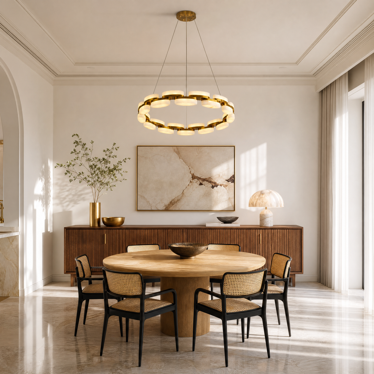 Amara Alabaster Round Ring Chandelier