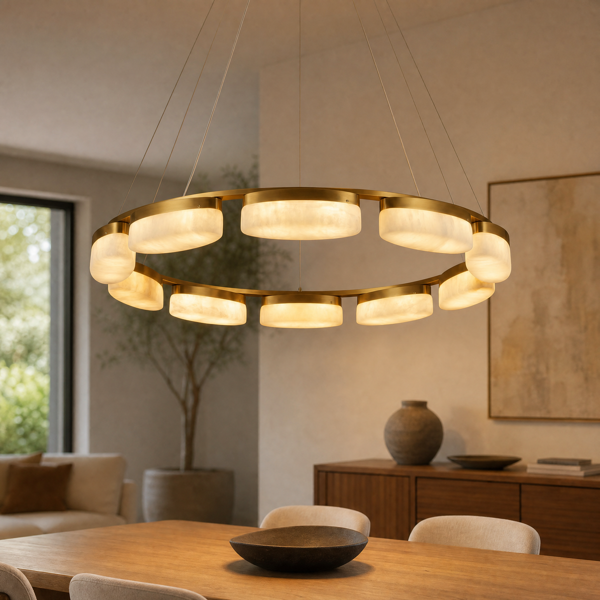 Amara Modern Ring Alabaster Chandelier