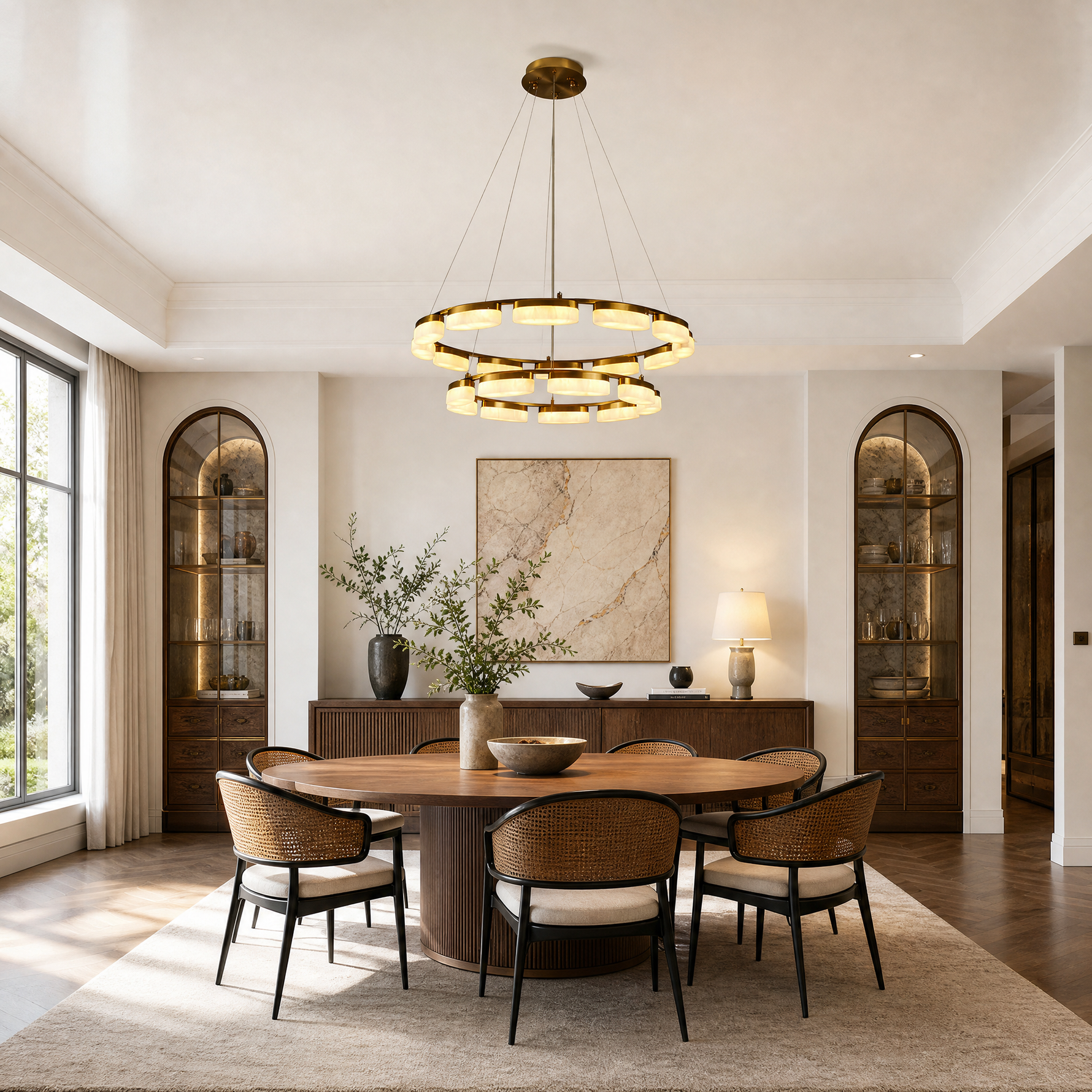 Amara Modern Ring Alabaster Chandelier