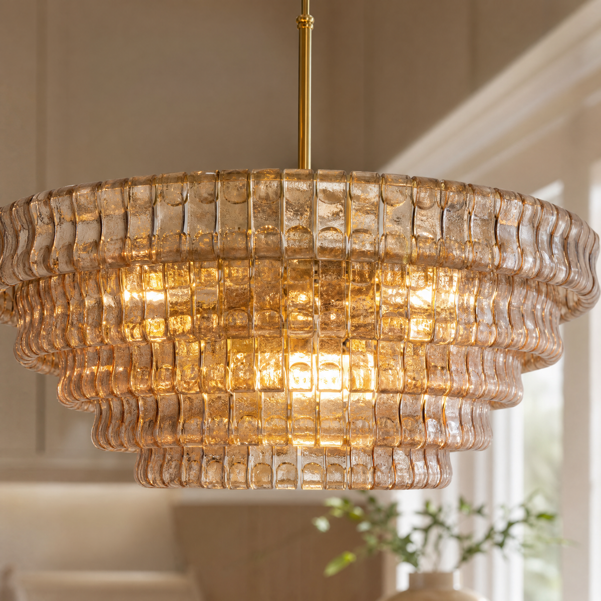 Amber Hook Plate Crystal Round Chandelier 48"D