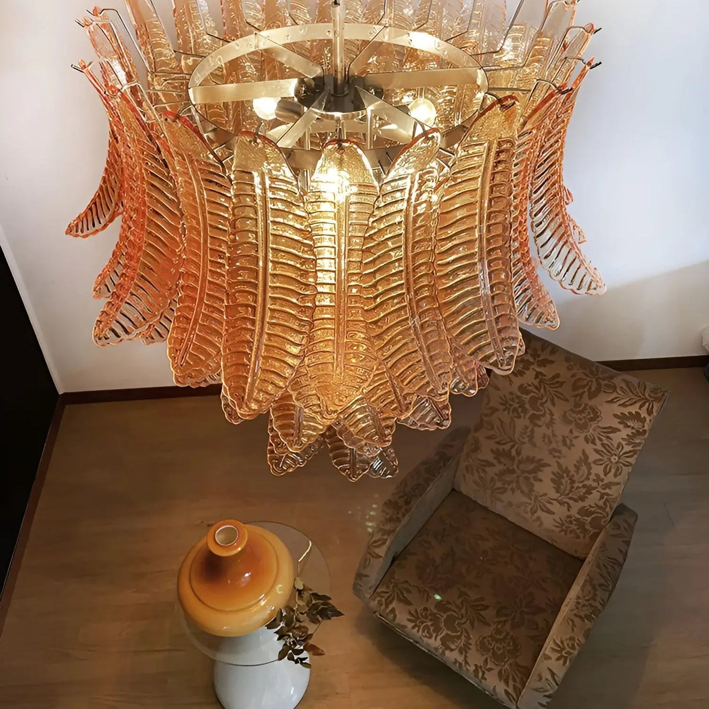 Amber Leaf Cascade Chandelier - YIOSI