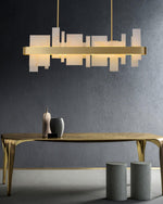 Amelie Brushed Brass & White LED Chandelier – Modern Luxury Lighting