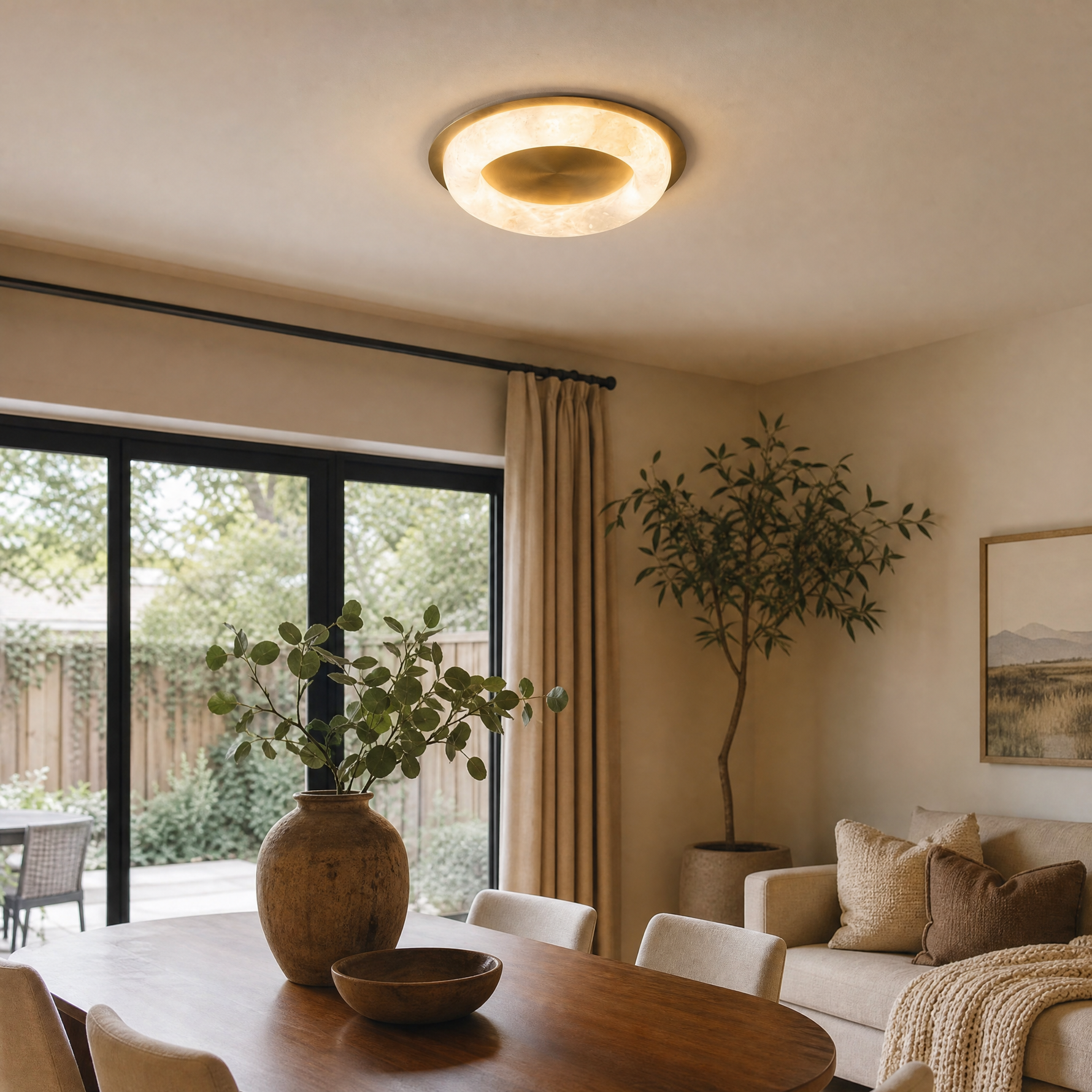 Anello Modern Alabaster Ceiling Light