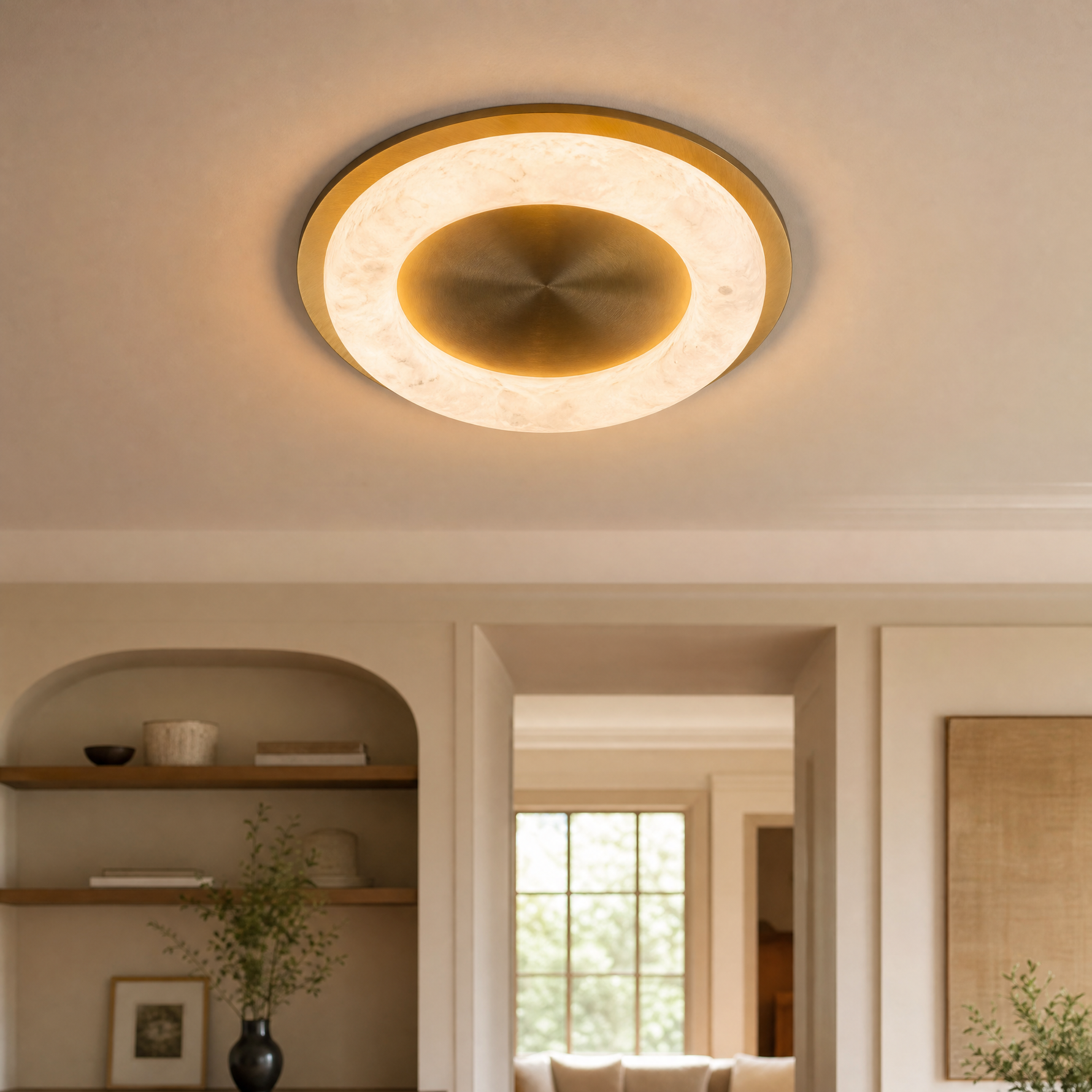 Anello Modern Alabaster Ceiling Light