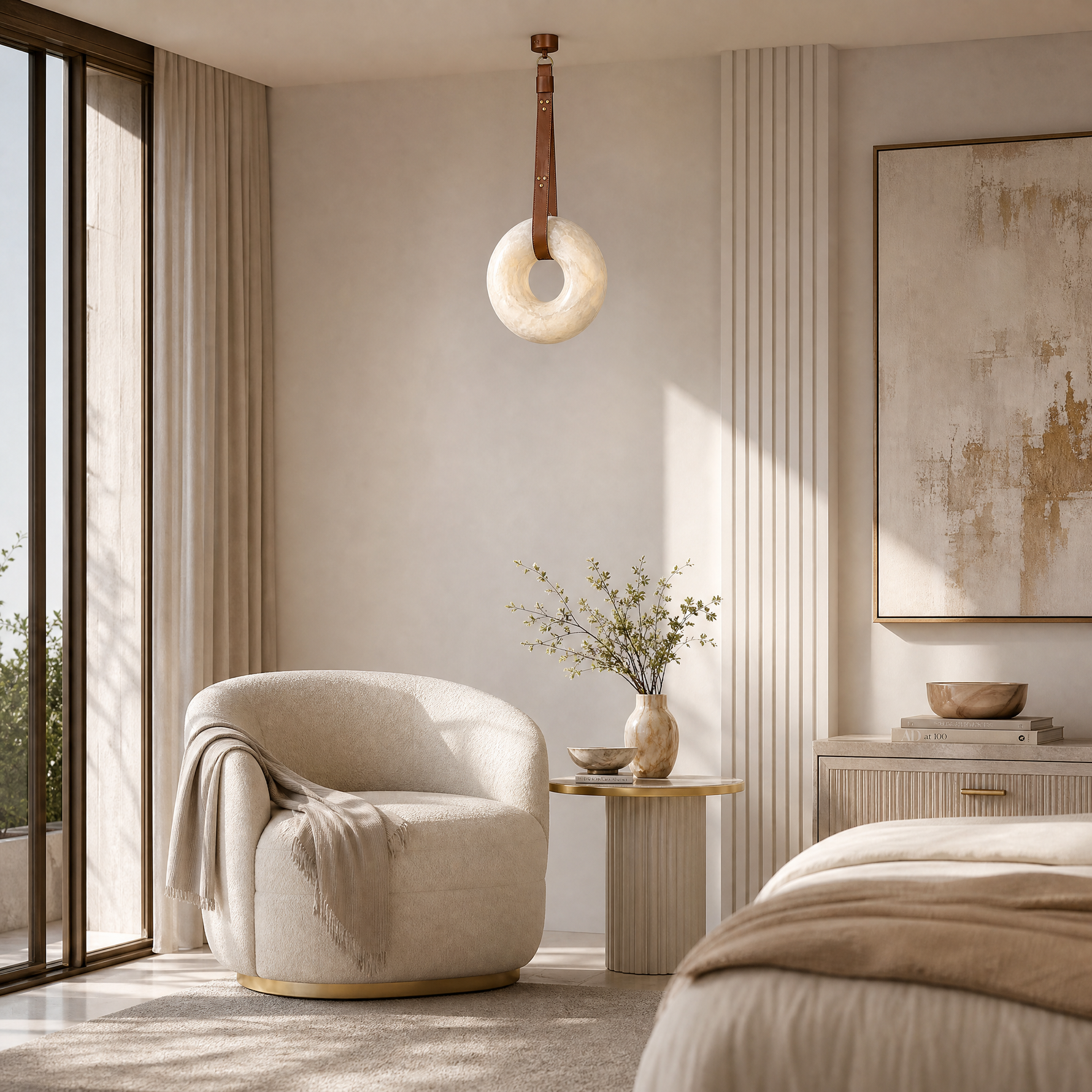 Anello Modern Alabaster Ring Pendant Light