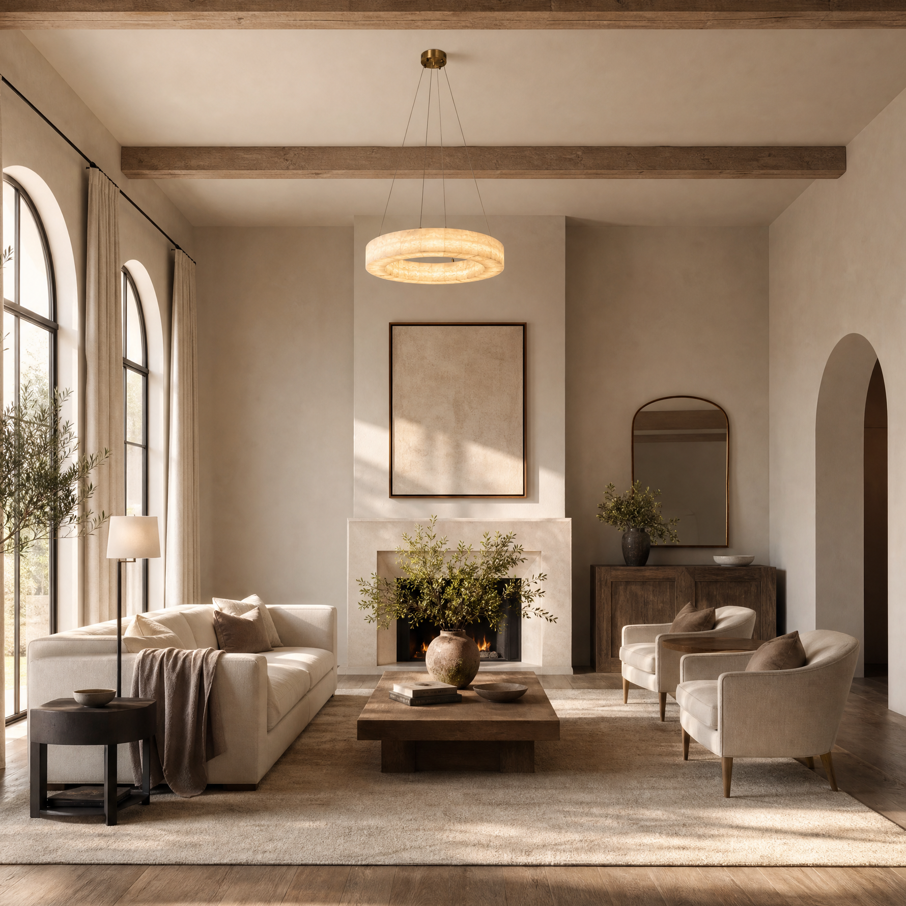 Anello Modern Round Alabaster Chandelier