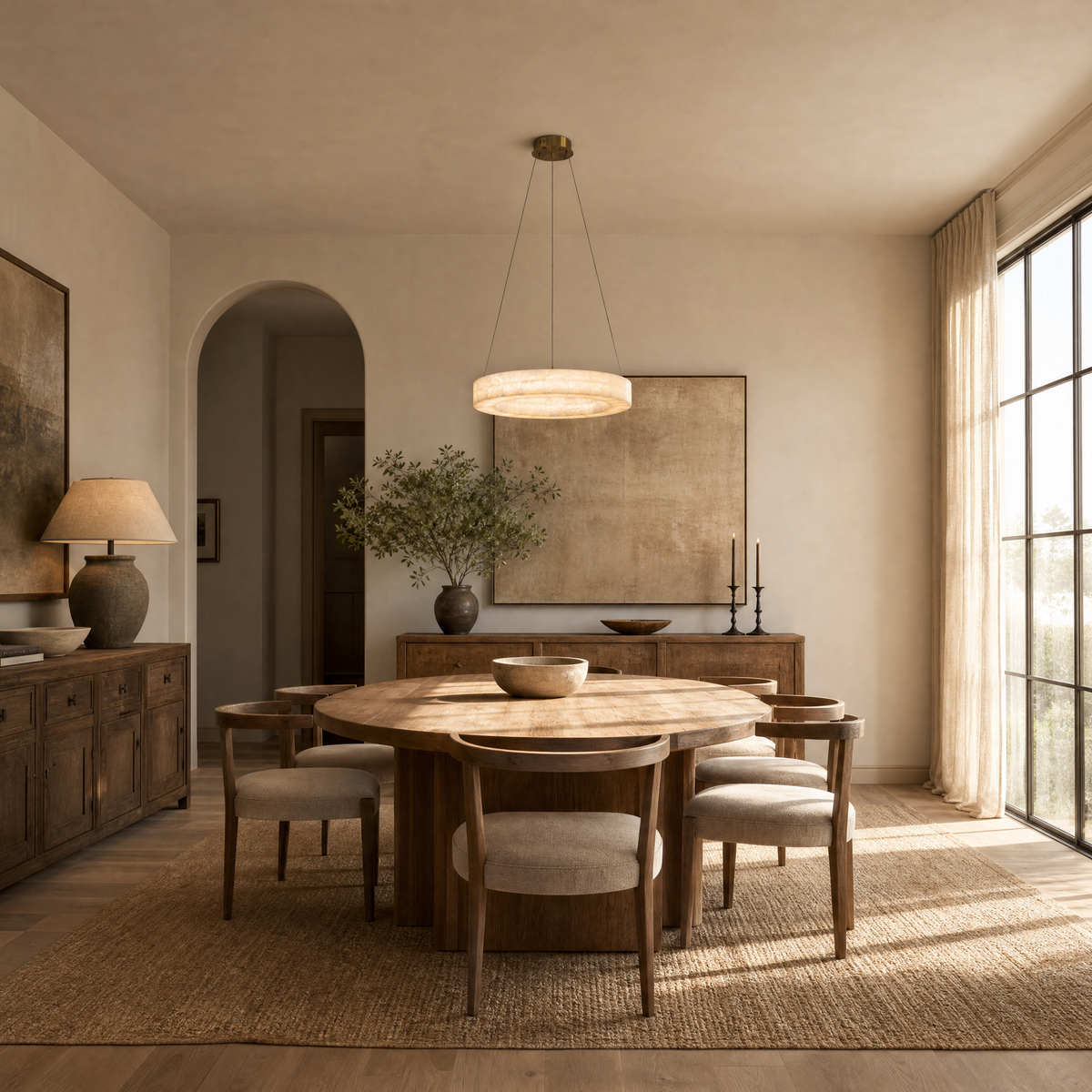 Anello Modern Round Alabaster Chandelier