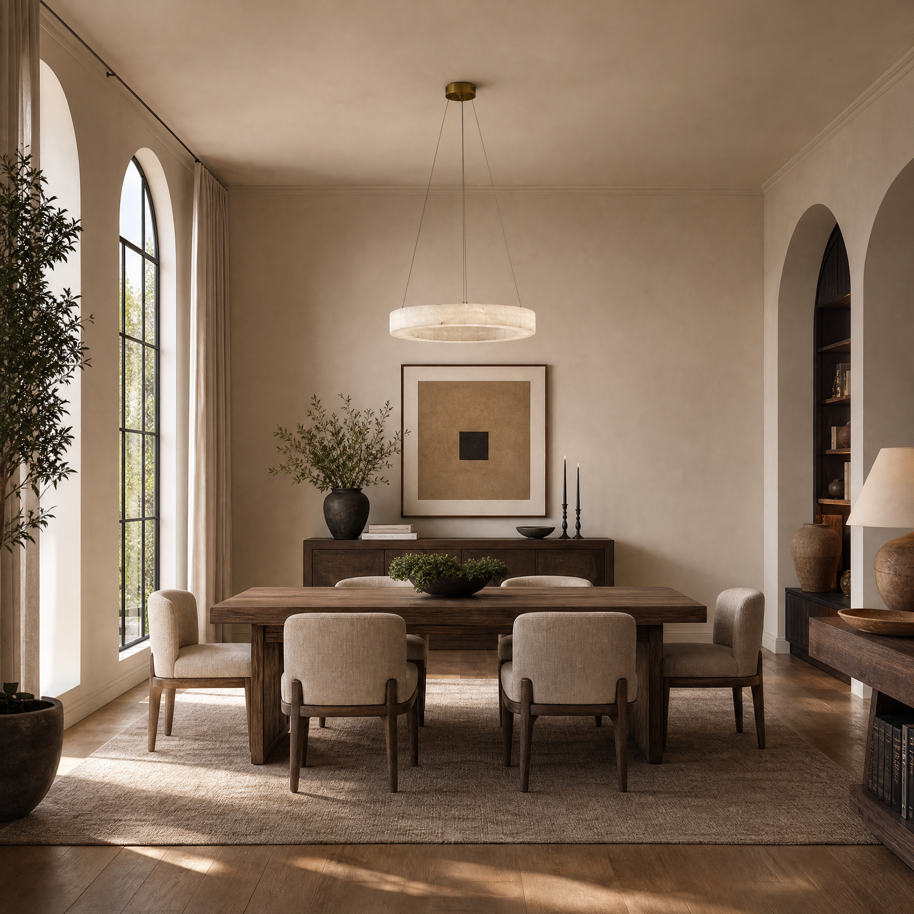 Anello Modern Round Alabaster Chandelier