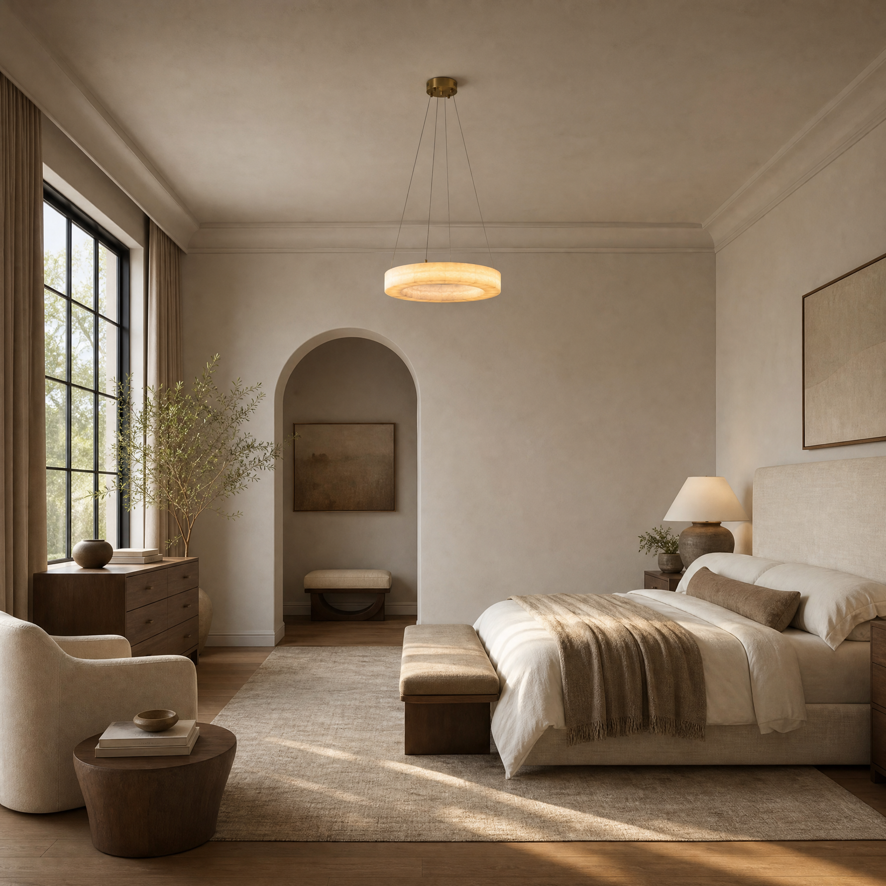 Anello Modern Round Alabaster Chandelier