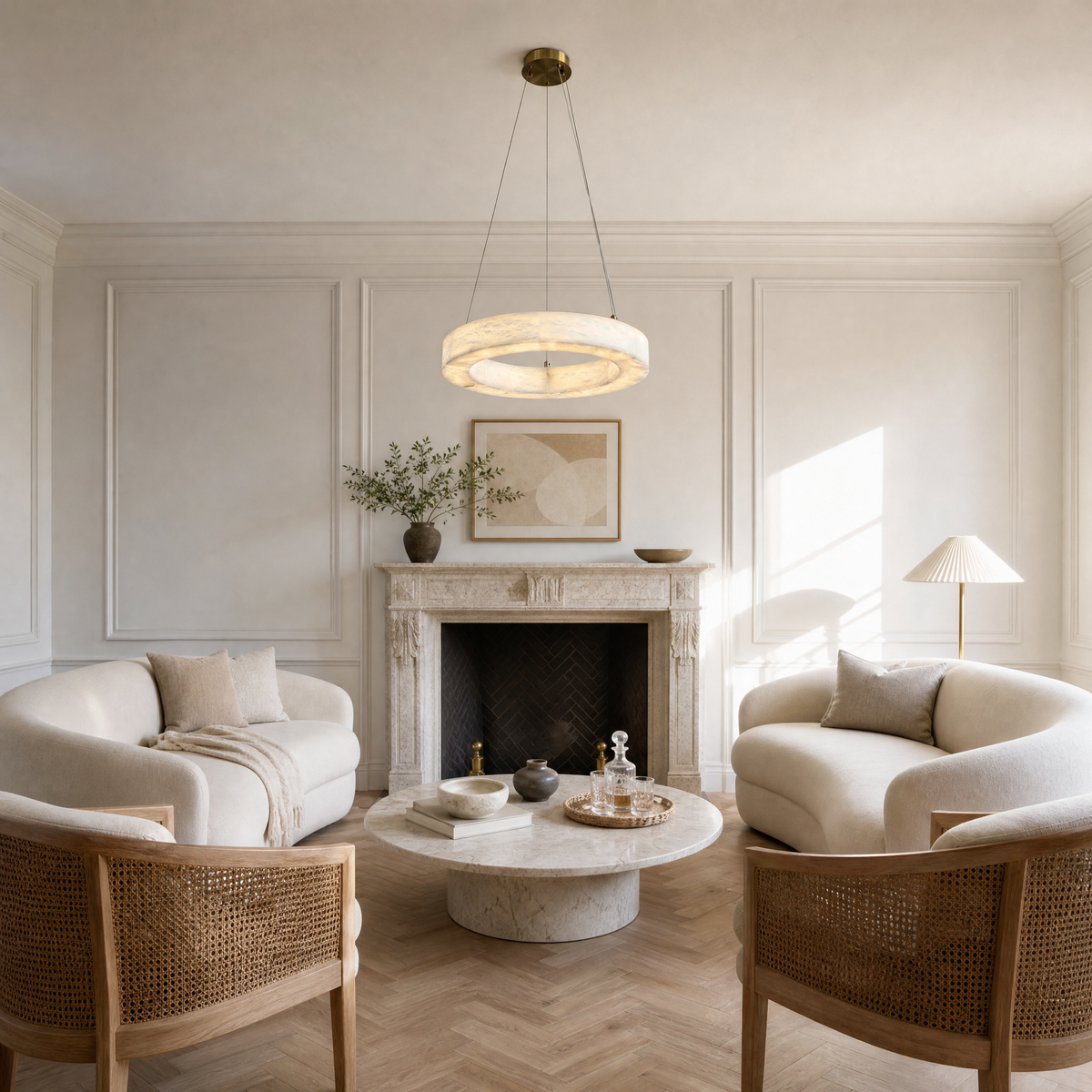Anello Modern Round Alabaster Chandelier