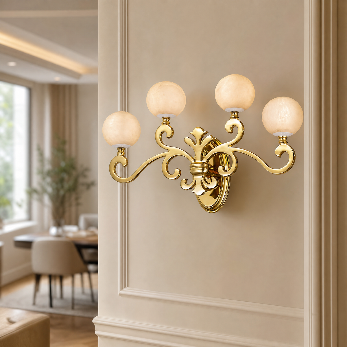 Antique 4-Orb Wall Alabaster