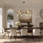 Antique Brass Metal and Frosted Glass Magnolia Branch Chandelier