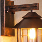 Antique Copper Iron and Clear Glass Caged Outdoor Wall Lantern