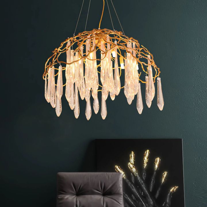 Aqua Modern Dome Glass Branch Chandelier For Living Room, Dining Room