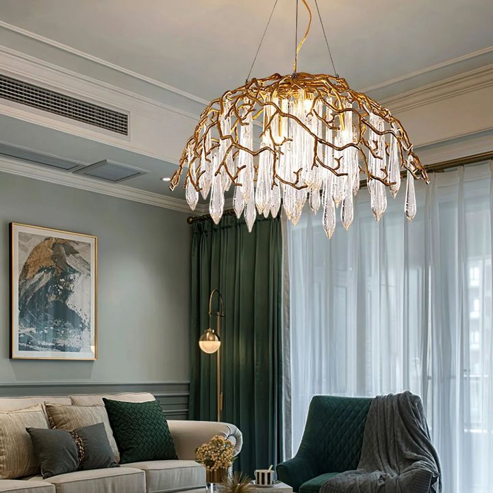 Aqua Modern Dome Glass Branch Chandelier For Living Room, Dining Room