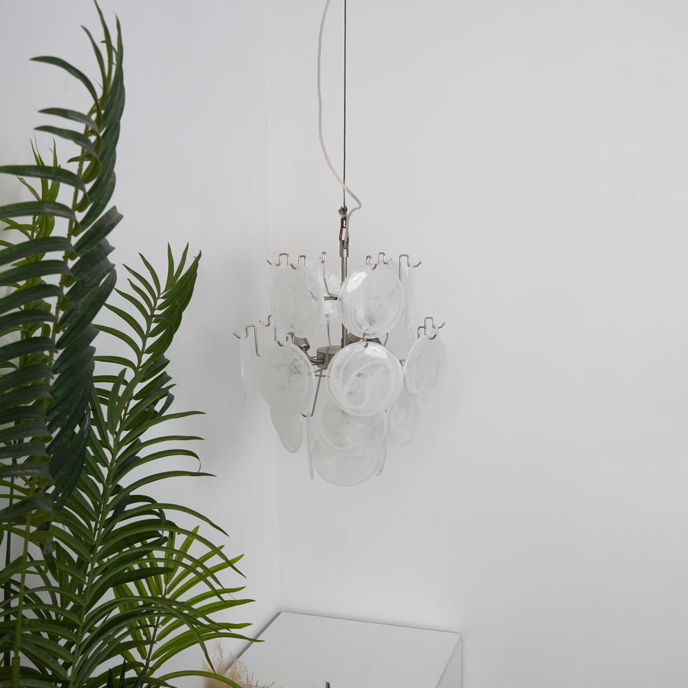 Aqua White Glass Murano Chandelier - YIOSI