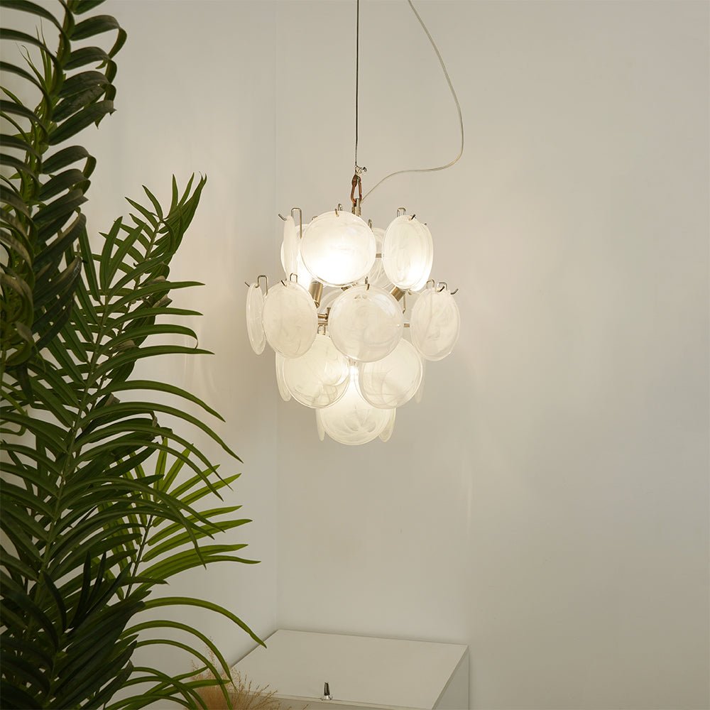 Aqua White Glass Murano Chandelier - YIOSI