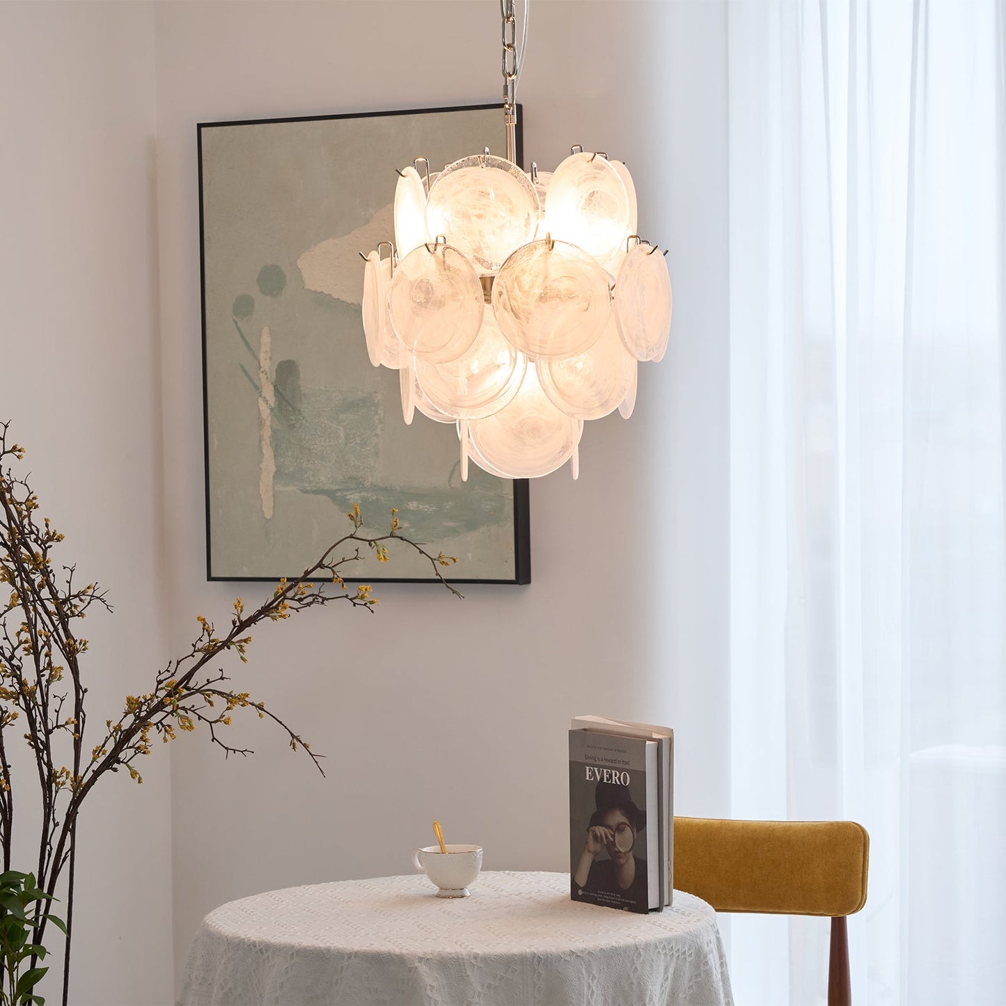 Aqua White Glass Murano Chandelier - YIOSI
