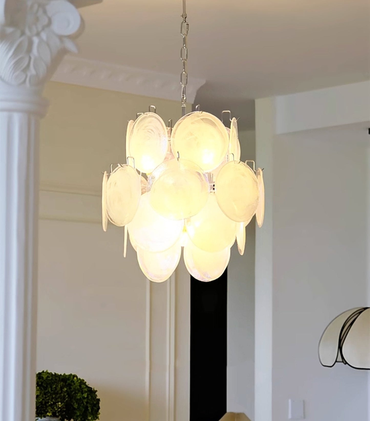 Aqua White Glass Murano Chandelier - YIOSI