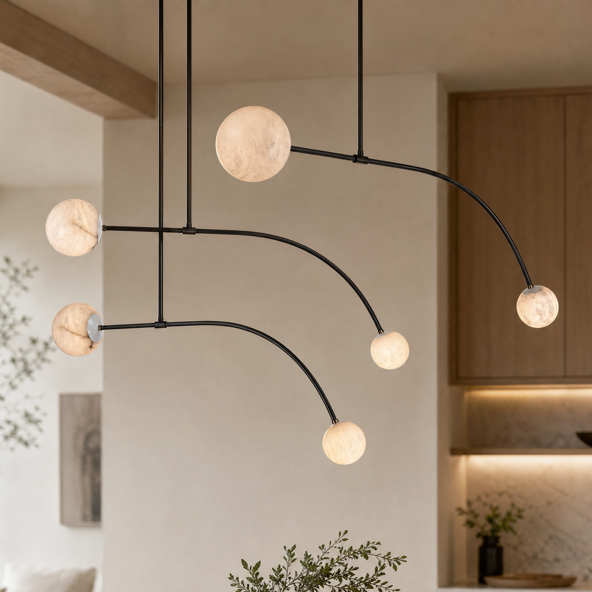 Arc Orb Alabaster Pendant Light