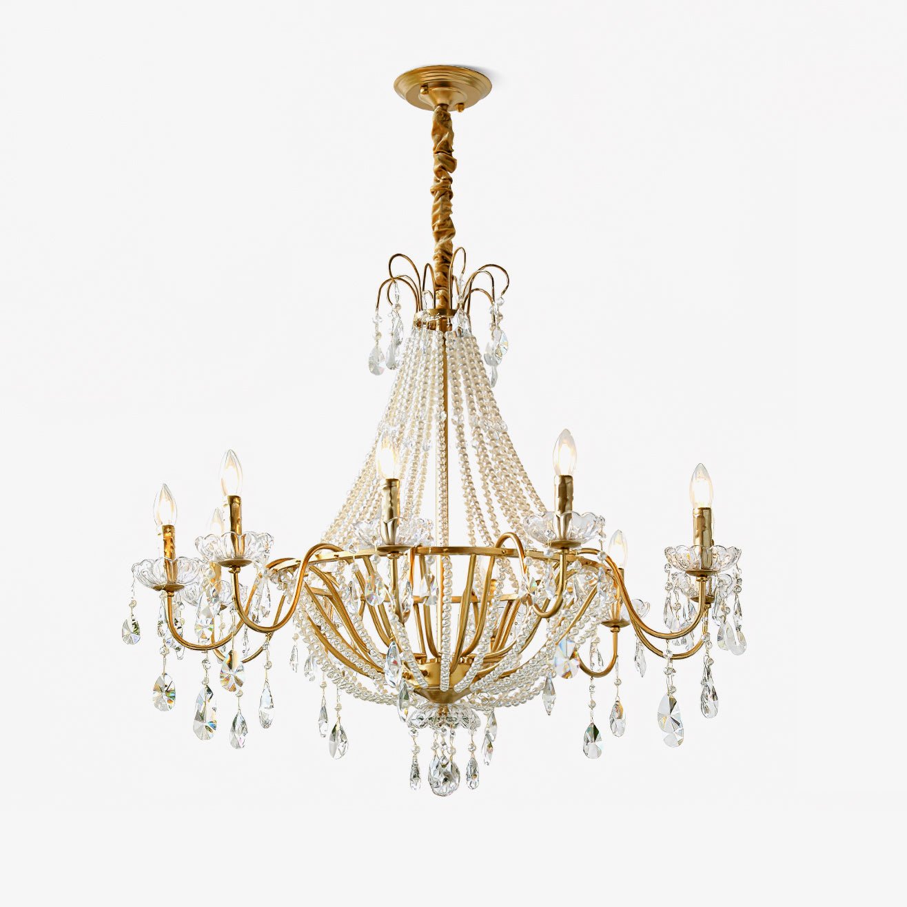 Arcadia Gold Crystal Chandelier with Multi-Head Luxurious Elegance