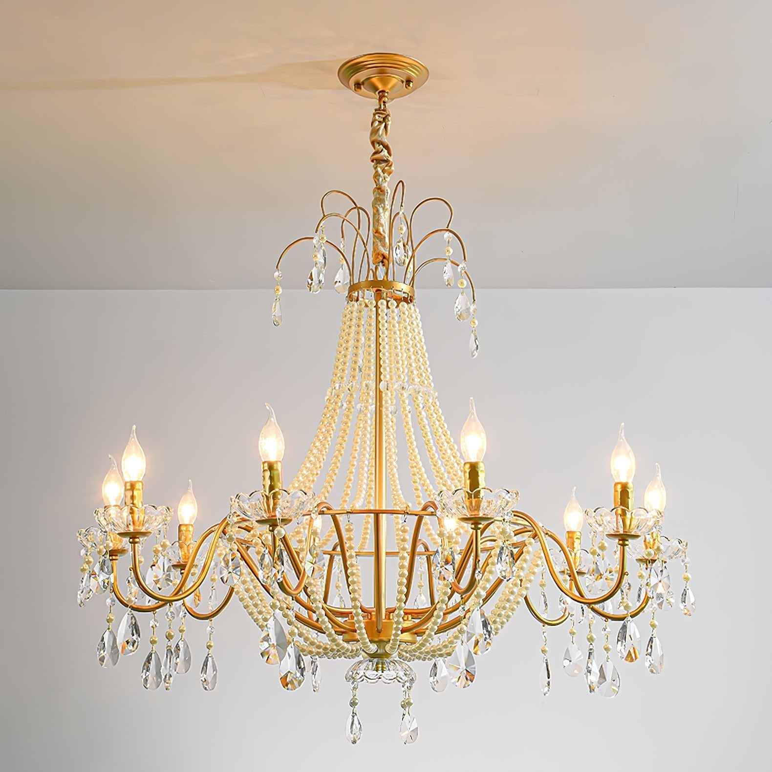 Arcadia Gold Crystal Chandelier with Multi-Head Luxurious Elegance