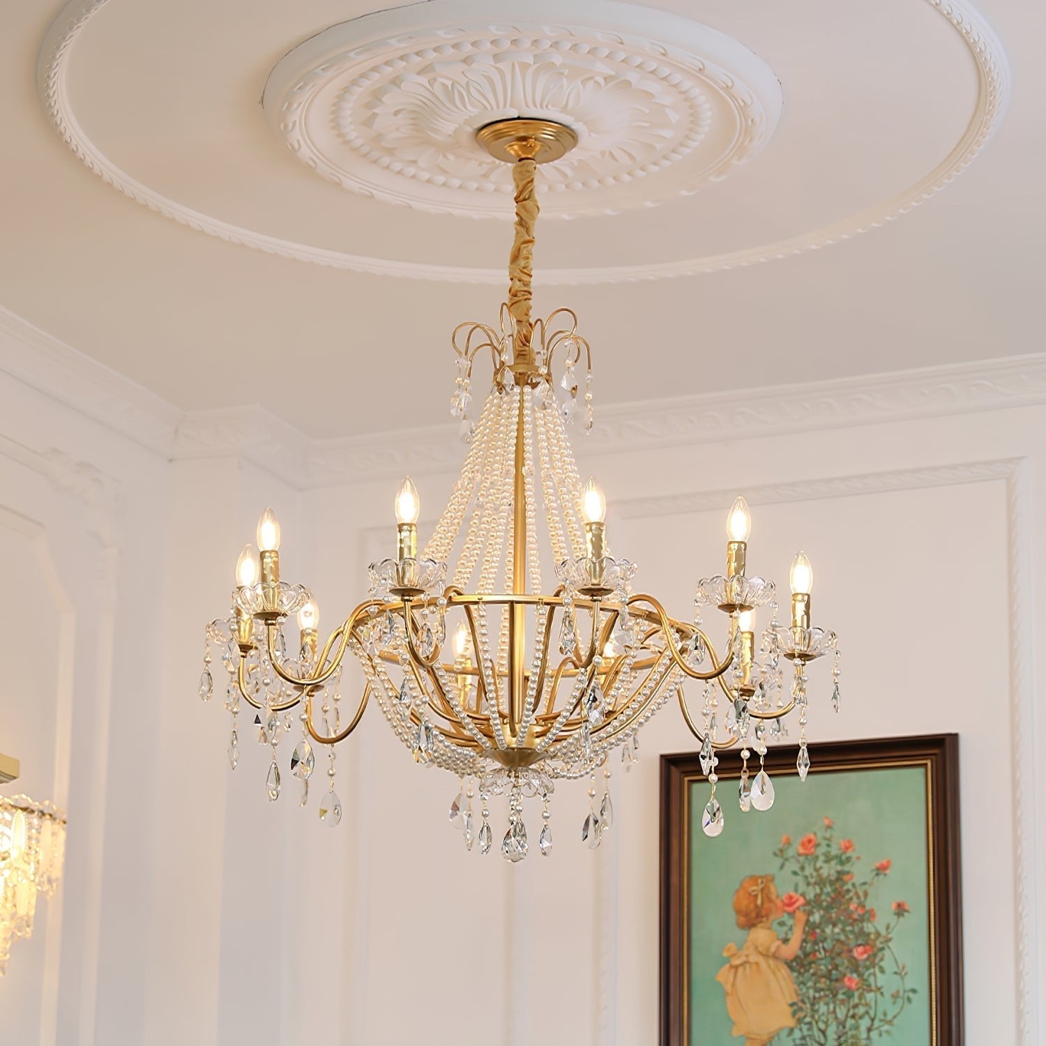 Arcadia Gold Crystal Chandelier with Multi-Head Luxurious Elegance