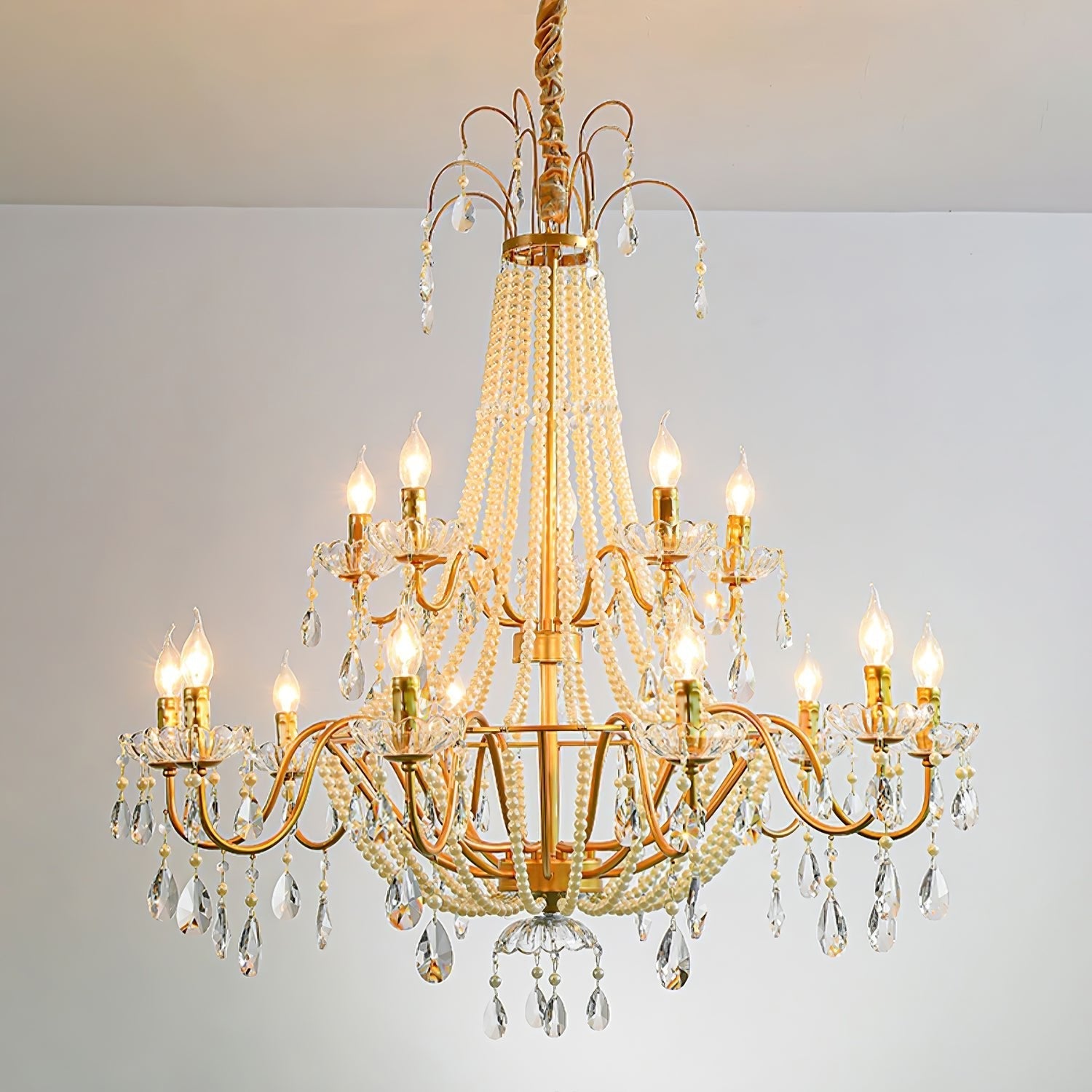 Arcadia Gold Crystal Chandelier with Multi-Head Luxurious Elegance